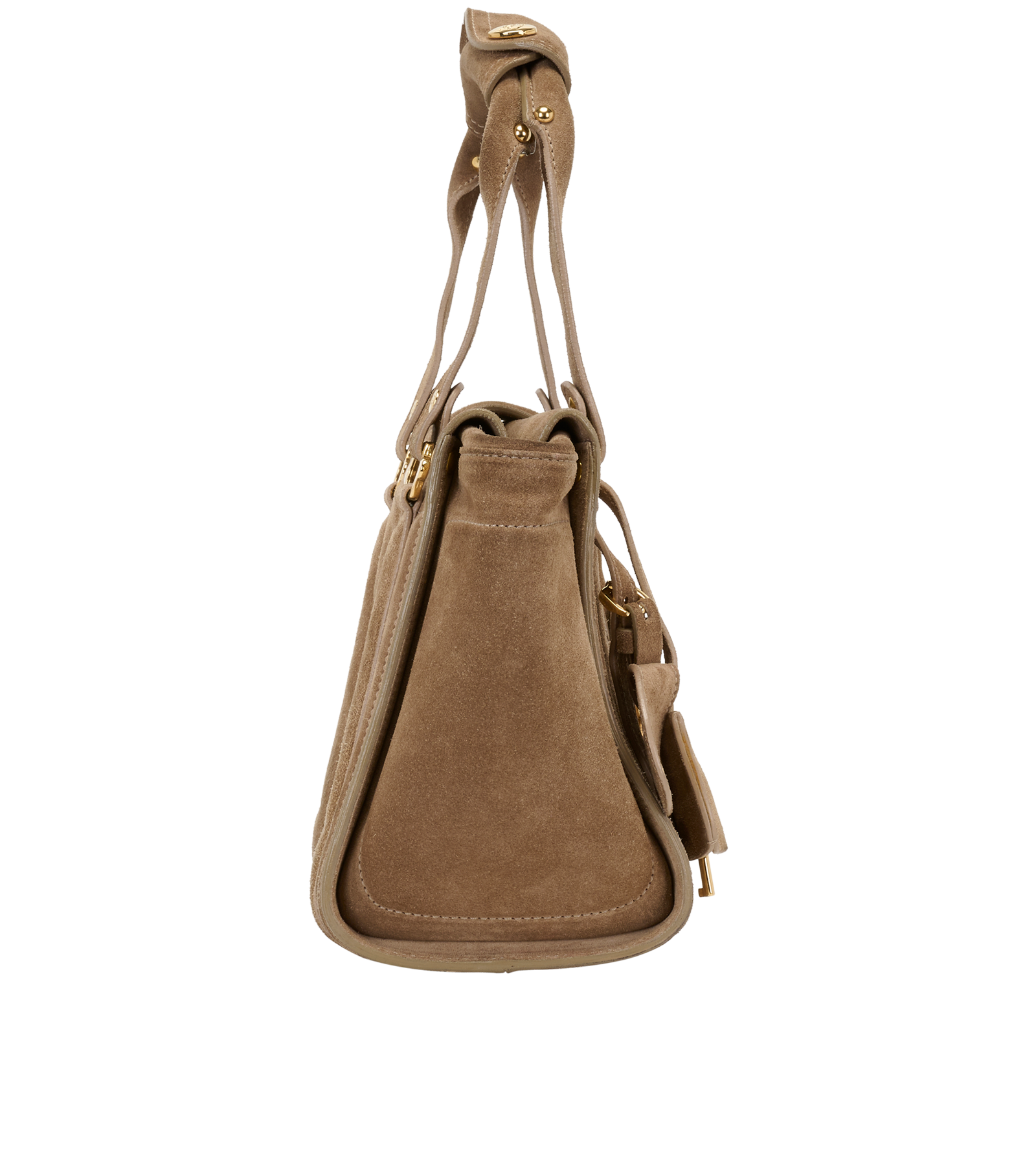 Small Padlock Tote, &pound;320, Handbags, Beige, Suede, Side view